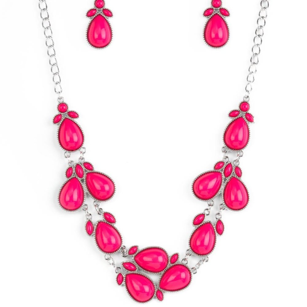 Botanical Banquet - Pink Necklace and Earrings Set